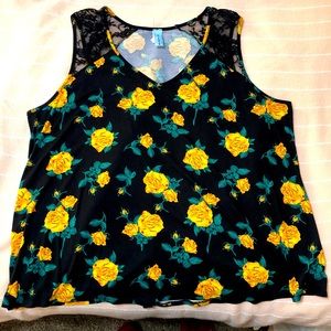 Rose floral tank top